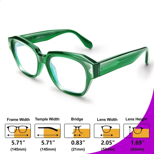 Vista 6 de VISOONE Lightweight TR90 Square Frame Gaming Anti Glare Computer Glasses Verde albahaca