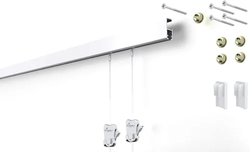 Vista 13 de STAS Cliprail Pro - Juego de sistema para colgar fotos, color negro, cubre 4.92 pies de espacio de pared, riel de fotos resistente y kit de galería