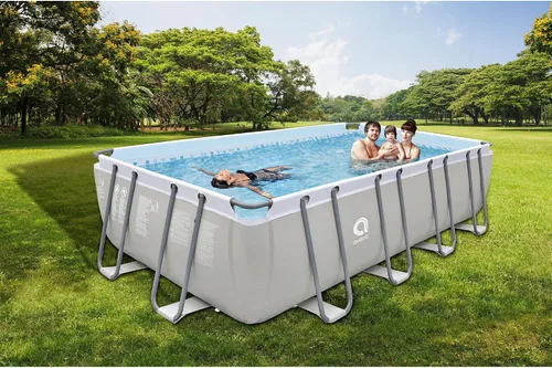 Vista 6 de JLeisure Avenli 17776 - Piscina rectangular sobre el suelo con marco de acero, de 18 x 10 x 4 pies, con kit de reparación, color gris