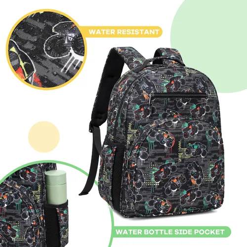 Vista 2 de abshoo Lindas mochilas ligeras para niños de 4 a 8 años de edad (coches negro)