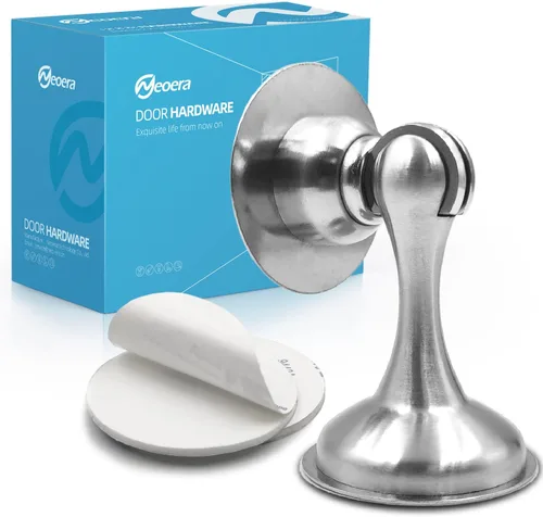 Vista 8 de Neoera Tope magnético para puerta (color negro mate) sin perforaciones, fuerte adhesivo para puerta, fuerte cierre magnético para puerta abierta