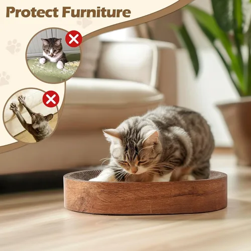 Vista 6 de ComSaf Tabla rascador para gatos, cama rascador para gatos de interior, almohadilla de cartón corrugado para gatos, rascador ovalado duradero