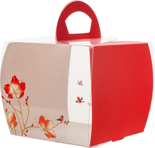 Vista 15 de Restaurantware - Cajas individuales para cupcakes de 4 x 4.25 pulgadas, 100 cajas de exhibición desechables para cupcakes - Con asa, acento de Rojo