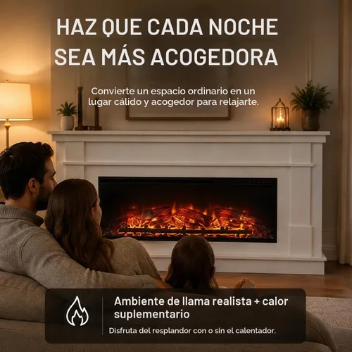 Vista 4 de Pemberly Row Mantel ancho con chimenea eléctrica lineal, 64 pulgadas de ancho, MDF laminado, acabado blanco, efecto de llama realista, control