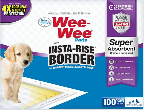 Vista 13 de Four Paws Wee-Wee - Almohadillas para orinar súper absorbentes sin perfume para perros y cachorros con borde Insta-Rise para perros, a prueba