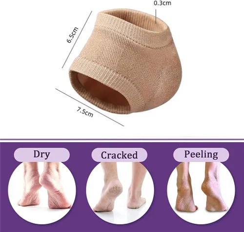 Vista 2 de Calcetines hidratantes para el talón, 2 pares de calcetines de talón suaves forrados de gel para pies secos y ásperos agrietados, calcetines