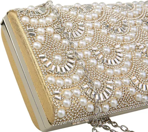 Vista 2 de veyiina nero Bolsos de noche de fiesta de moda, monederos de embrague de perlas para mujeres y niñas