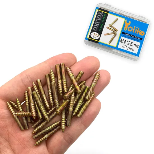 Vista 4 de Paquete de 30 pernos de percha M4 x 25 de 25mm (0.98") con cabeza doble de 4mm (0.16") para muebles