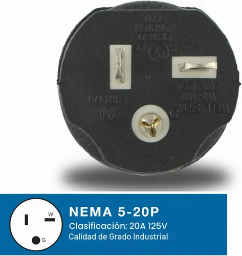 Vista 3 de Conntek 30114 Adaptador de Bloqueo 20 Amp 125 Volt Enchufe Macho a Conector Hembra de Bloqueo 20 Amp NEMA 5-20P a NEMA L5-20R, Negro