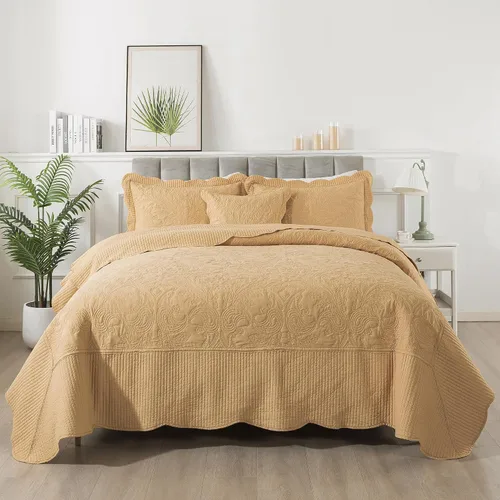 Vista 23 de HoneiLife Juego de ropa de cama tamaño Queen, juego de edredón de microfibra para cama Queen, colchas ligeras de 3 piezas, edredones reversibles