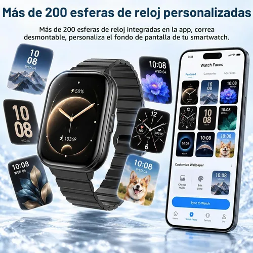Vista 6 de Smart Watch with Call/Dial, Bluetooth Call, 1.75" HD Fitness Tracker, Black Black 1.75