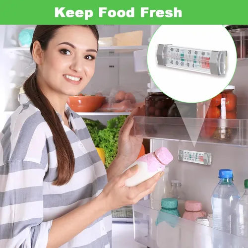 Vista 5 de Paquete de 6 termómetros para refrigerador, congelador, impermeable, analógico, esfera grande, preciso, fácil de leer, amplio rango de -40°F a 80°F