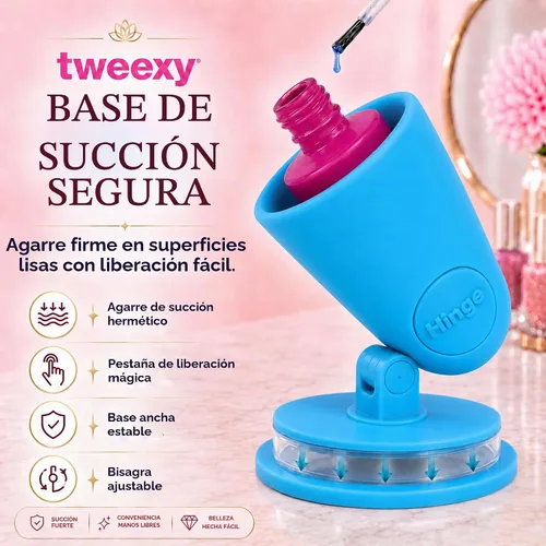Vista 4 de tweexy Soporte para frasco de esmalte de uñas con bisagra Soporte antiderrame para esmalte de uñas, inclinado, succión IntelliStick Airlock