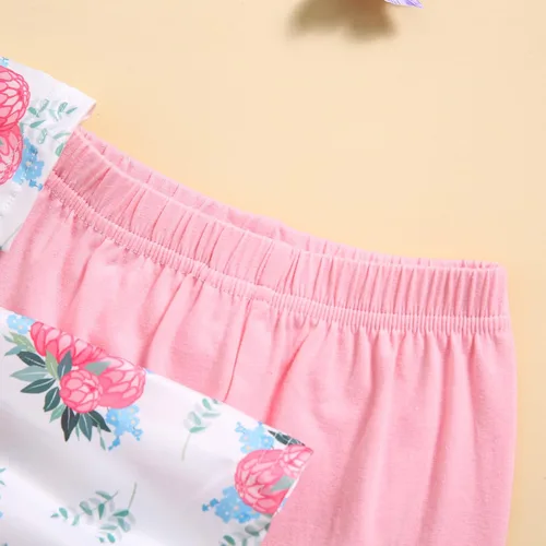 Vista 7 de Aruzig Conjunto de ropa con camisa y pantalones florales para niñas pequeñas