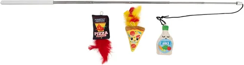 Vista 3 de Pizza Night - Varita retráctil interactiva para gatos para interiores, paquete de 3
