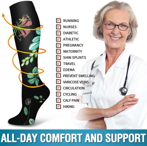 Vista 167 de Bluemaple 6 Pack Copper Compression Socks for Women and Men Circulation-Best Support for Medical, Running,Nursing,Athletic
