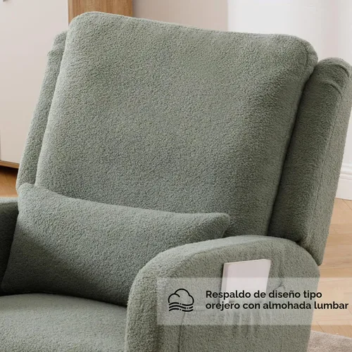 Vista 6 de HCHAIRH Mecedora para cuarto de bebé, silla mecedora para amamantar, con respaldo alto, tapizada, moderna, con acento, para sala de estar Verde