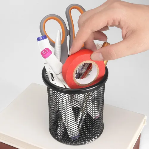 Vista 7 de Tamaki Soporte para Bolígrafos de Computadora con Taza para Lápices, Organizador de Bolígrafos de Malla de Alambre para Oficina (Negro)