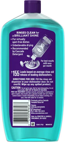 Vista 4 de Cascade Rinse Aid Platinum - Agente para lavavajillas, regular, 16 onzas líquidas (paquete de 6)