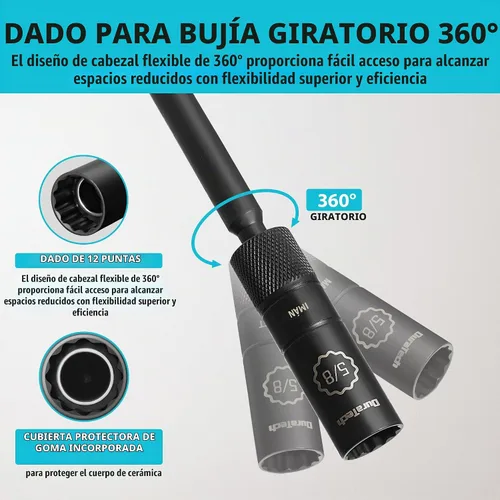 Vista 4 de DURATECH - Bujía magnética giratoria de 5/8 pulgadas con cabezal magnético mejorado