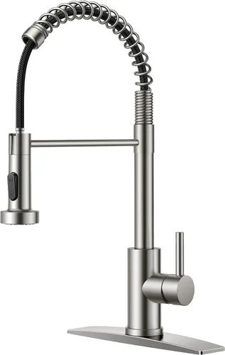 Vista 13 de FORIOUS Grifo de cocina con rociador extraíble, grifo de fregadero clásico de resorte extraíble de acero inoxidable comercial de una sola manija