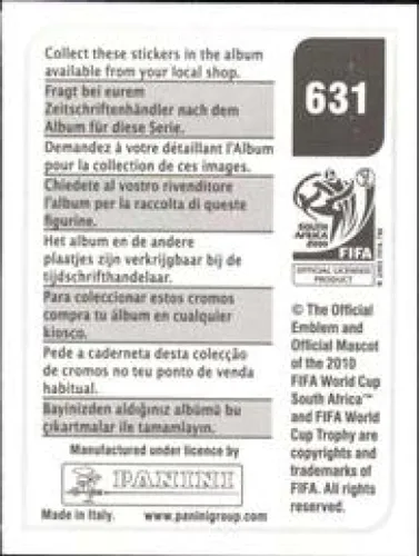 Vista 2 de Pegatinas de la Copa Mundial de la FIFA de Panini 2010 #631 Marco Estrada Chile, calcomanía oficial de álbum de fútbol (2 pulgadas x 1.5 pulgadas)