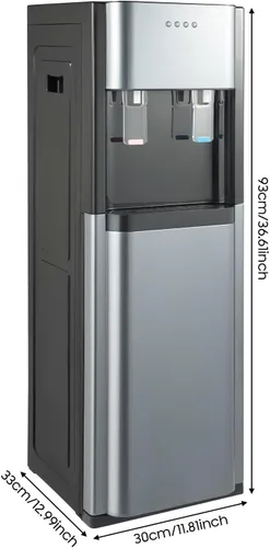 Vista 2 de Dispensador de enfriador de agua de carga inferior para botellas de 5 galones, ajustes de temperatura con agua caliente y fría (55.4-59 °F)