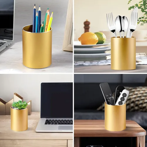 Vista 6 de Soporte para bolígrafo para escritorio, taza de metal para bolígrafo, organizador de bolígrafos de escritorio y taza para lápices para accesorios