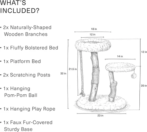 Vista 8 de MAU - Moderna torre de árbol para gatos, rama natural, torre para gatos de madera de lujo, árbol rascador para gatos, condominio de gatos, regalo