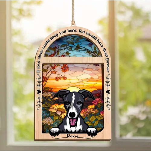 Vista 46 de LOVELYPOD Adorno de Navidad personalizado de sabueso afgano, atrapasoles con nombre, regalos de pérdida de mascotas, regalos para amantes