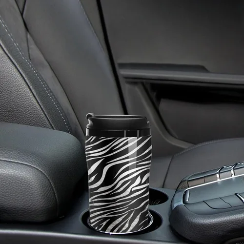 Vista 6 de Zebra Print Coffee Cup Hot Coffee Travel Mug Reusable Iced Coffee Cups Double Heat Insulation Coffee Mug with Leak-Proof Lid Stylish Travel Cup for