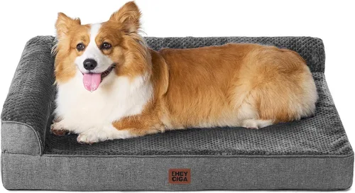 Vista 40 de EHEYCIGA - Cama ortopédica para perros de tamaño mediano, cama de espuma viscoelástica para perros, color beige Small Dog Sofa with Washable