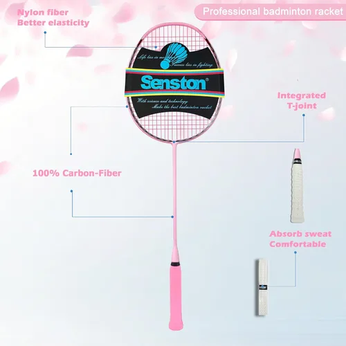 Vista 4 de Senston N90 Badminton Racket, 6U Single High-Grade Badminton Racquet, Professional 100% Full-Carbon Badminton Racket