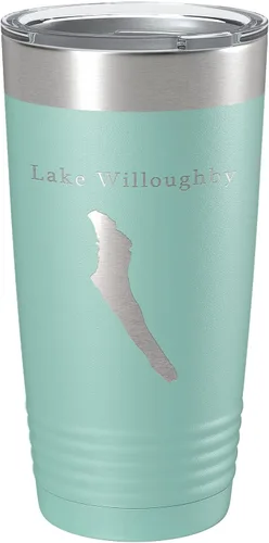 Vista 19 de Lake Willoughby Map Tumbler Travel Mug Insulated Laser Engraved Coffee Cup Vermont 20 oz Black