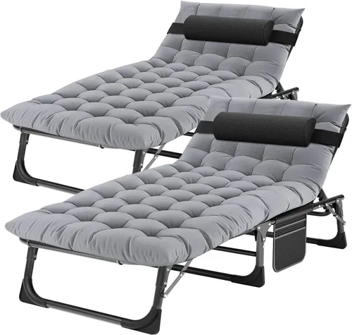 Vista 18 de ABORON - Silla de bronceado 3 en 1 extragrande con tapete y reposabrazos, tumbonas plegables resistentes, 5 posiciones para exteriores, para playa