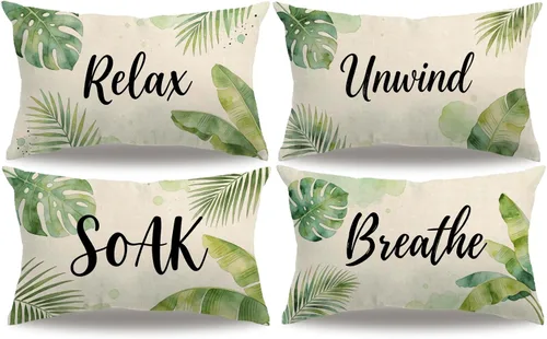 Vista 11 de Juego de 4 fundas de almohada de playa de verano con estrellas de mar y océano azul, rectangular, fundas de cojín de cintura con temática náutica