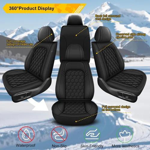 Vista 7 de Juego completo de fundas de asiento de automóvil para Honda Accord 2003-2017, impermeables, de cuero de lujo, con hermosos patrones de protectores