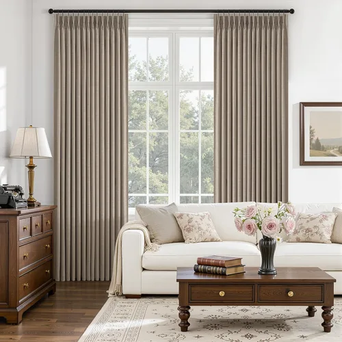 Vista 17 de Topfinel - Cortinas opacas plisadas de 96 pulgadas para dormitorio, 2 paneles Natural