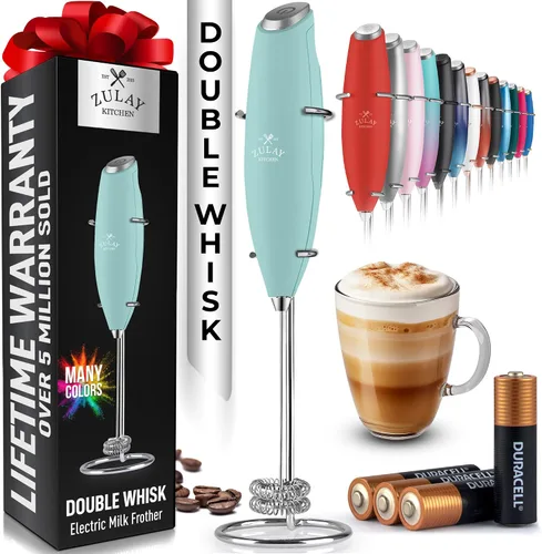 Vista 10 de Zulay Milk Boss Espumador de leche potente manual, hace espuma para latte, batidor para mezclar bebidas, café, miniespumador para capuchino, frappé