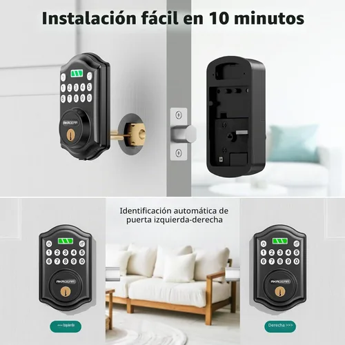 Vista 6 de AkaGear Cerradura de puerta de entrada sin llave con teclado inteligente cerrojo para puerta delantera