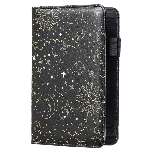 Vista 9 de Libro de mesero, libro de mezclilla para Watiress con cara sonriente esponjosa, bordado de felpa con diseño de flor de dólar