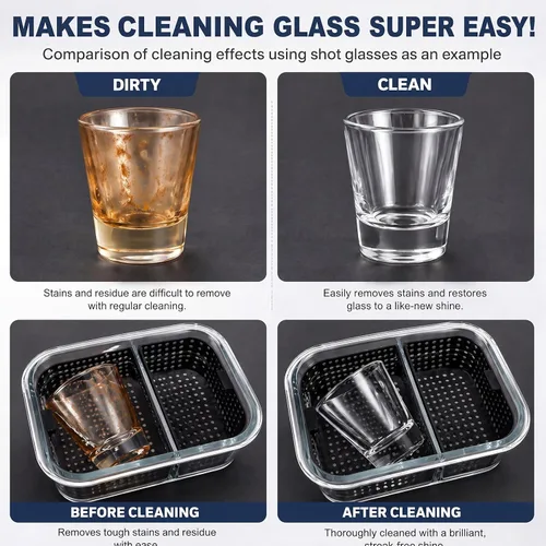 Vista 2 de Iso Soak Container Cleaning Box Station Glass Dual Separate, 6.7" X 5" X 2
