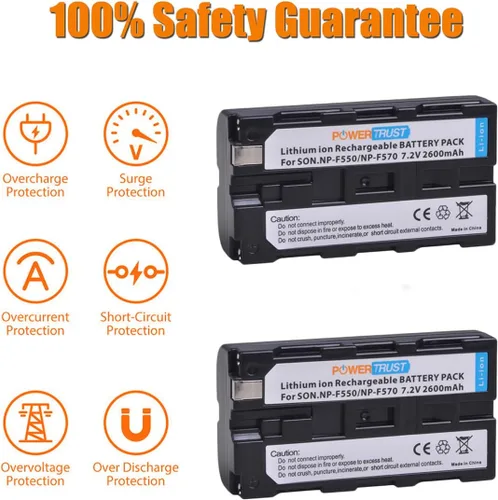 Vista 5 de Paquete de 2 baterías NP-F550/NP-F570 y cargador rápido para Sony NP-F330 NP-F530 NP-F570 NP-F730 NP-F750 Hi-8 GV-D200 D800 TRV81 CCD-SC55 CCD-TRV81