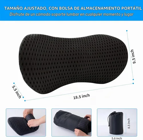 Vista 7 de Almohada lumbar, almohada de apoyo lumbar de espuma viscoelástica para silla de oficina y asiento de automóvil, almohada de apoyo para aliviar