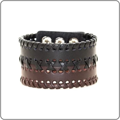 Vista 2 de Punk Rock - Pulsera de cuero trenzado ancho