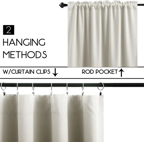 Vista 2 de Cortinas de café KOUFALL de 18 x 24 pulgadas para tratamientos de ventanas pequeñas, niveles de cortinas bohemias opacas para ventanas de RV y Beige