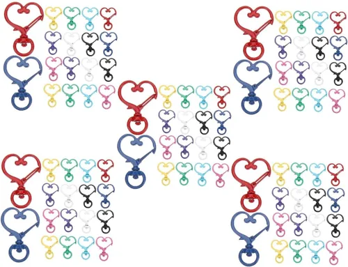 Vista 5 de 100 llaveros de corazón de durazno para manualidades, llavero de amor, llavero, clip, llavero a granel, clip de resorte, broche de presión