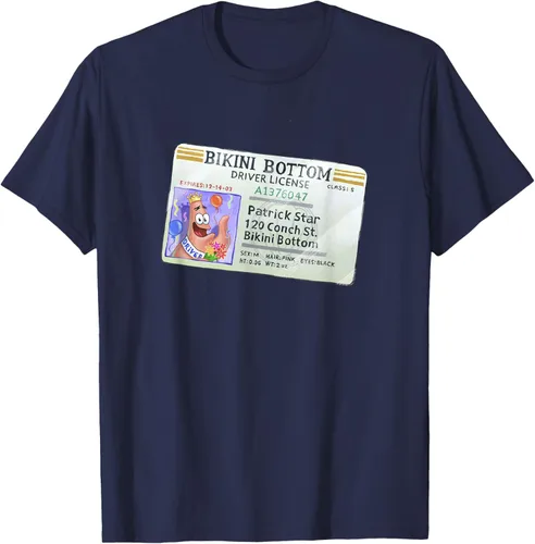 Vista 68 de SpongeBob SquarePants Camiseta con logotipo de Patrick Star Driver License King, Negro