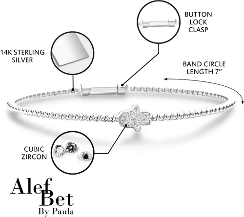 Vista 9 de Alef Bet by Paula Hamsa Hand Bracelet Sterling Silver for Women Worn for Protection and Abundant Blessings Beautiful Design for Everyday Wear