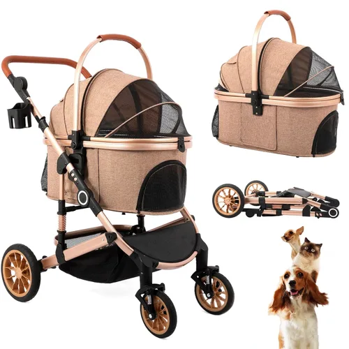 Vista 10 de Bicystar Cochecito para perros con transportador desmontable, ruedas de Negro